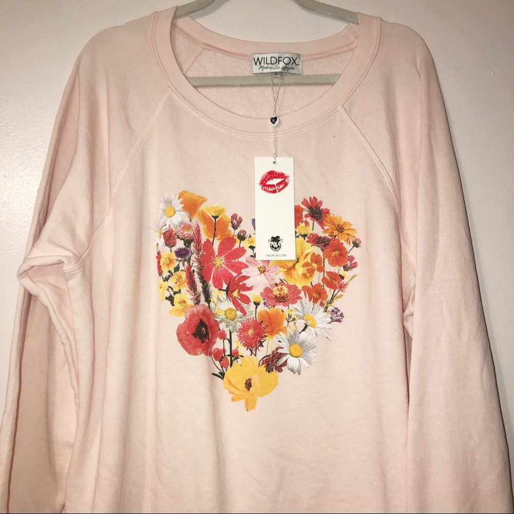 NEW Wildfox | Blooming Heart Pink Sweater - Picture 4 of 6